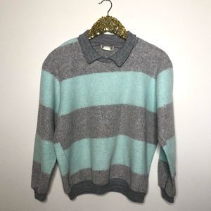 Vintage Randy Hall Fleece Rugby Stripe Pullover Sweatshirt L